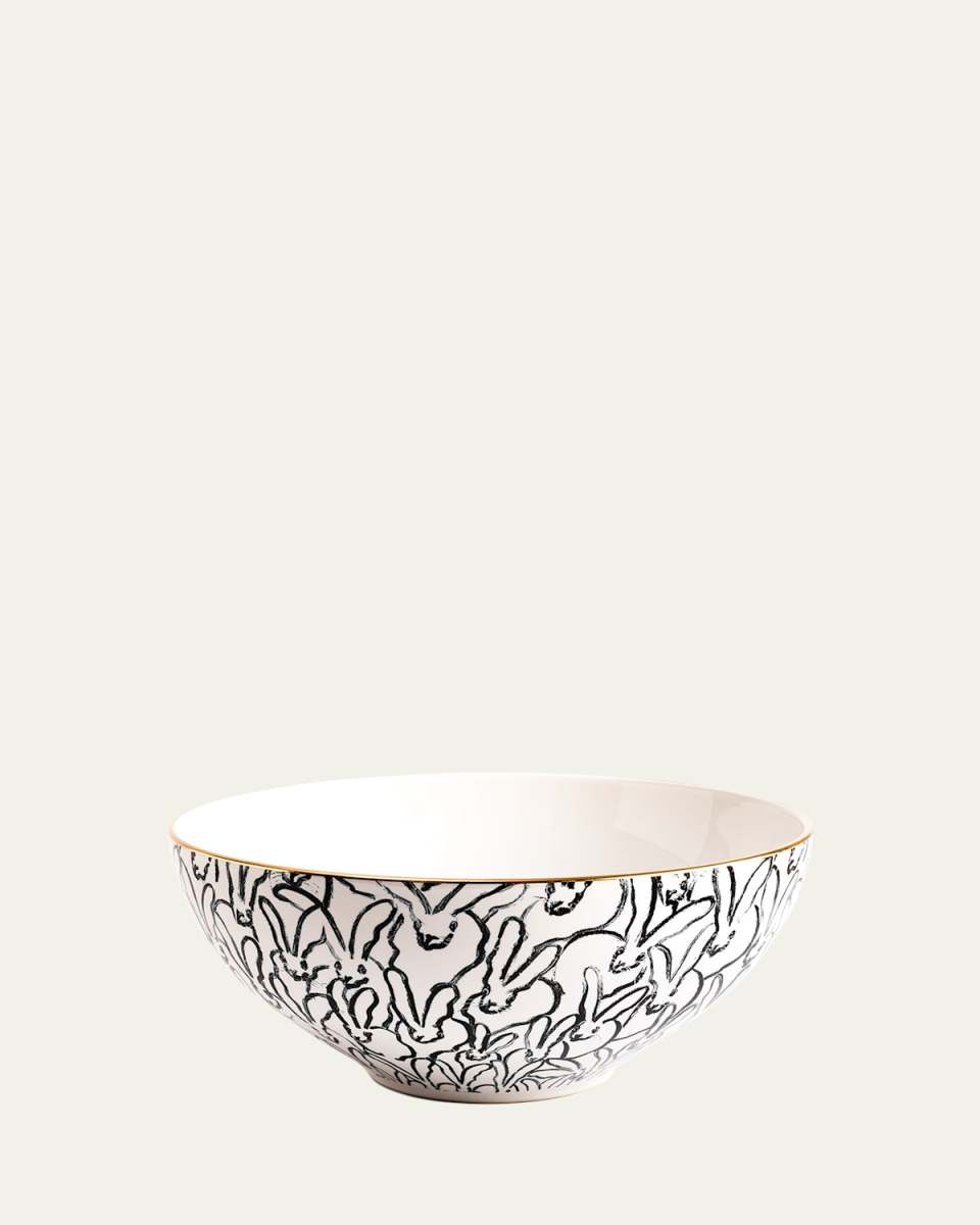 Rabbit Run Serving Bowl with Gold Rim